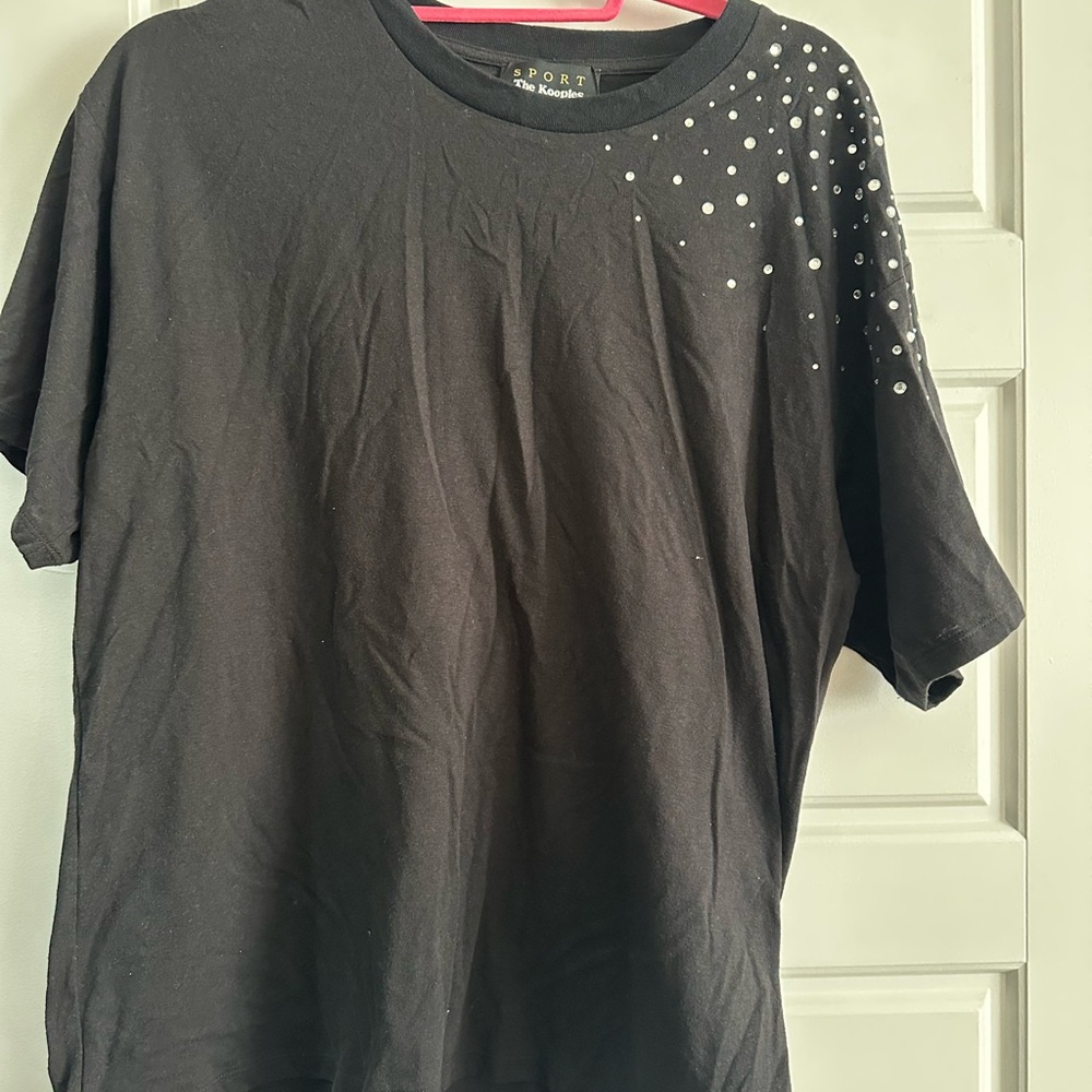The Kooples Black Short Sleeve Tee with White Accents - Picture 2 of 4